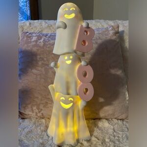 Light Up Halloween Ghost Statue - Boo, Pink
